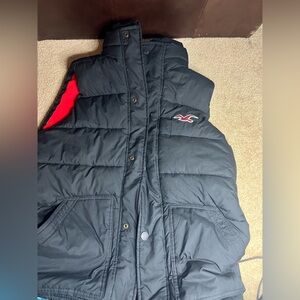 Hollister Navy and Red Puffer Vest